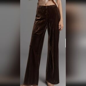 Anthropologie The Tilda Velvet Pants Dark Cocoa XLARGE NWT